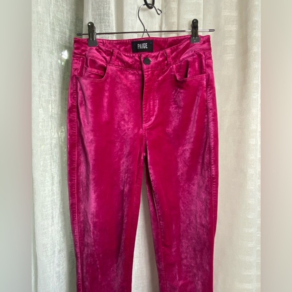 PAIGE HOXTON ULTRA SKINNY Velvet Jean Pants Size 27 Stretch Pink Muted Mauve - Picture 4 of 14